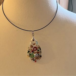 Glass Millefiore style pendant necklace
